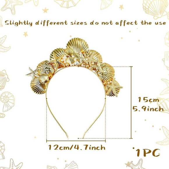 Golden Halo Crown Headpiece Seashell Costume Accessory for Women